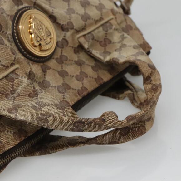 GUCCI GG Crystal Hand Bag Coated Canvas Beige Gold - Picture 7 of 12
